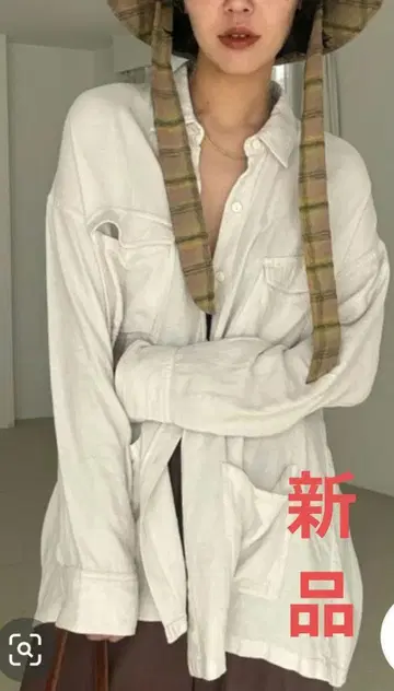 [ 새상품 ] JEANASIS 린넨 포켓 오버 셔츠 아이보리