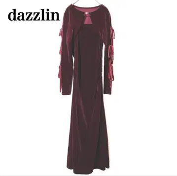 dazzlin 다즐린 2피스 리본 개더 벨로아 원피스 맥시 길이