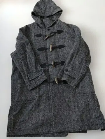 van 그레이 더플 코트 트위드 소재