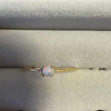 오팔 다이아몬드 골드링 11호