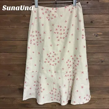 [ 수나우나 ] SunaUna 미디 스커트 꽃무늬 일본제 M