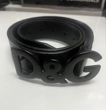 D&G 블랙 가죽 벨트 로고 버클