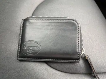 HORWEEN 블랙 지퍼 카드 케이스