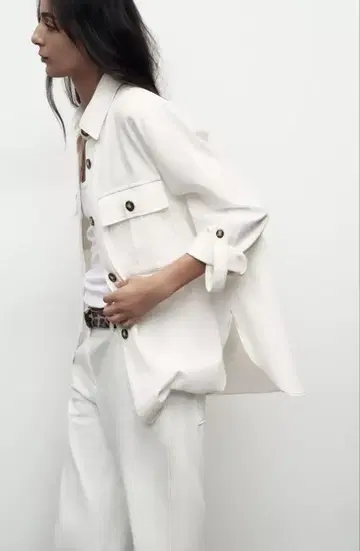 컨디션 최상 자라 화이트 데님 셔츠 자켓 G