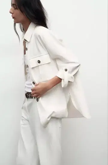 컨디션 최상 자라 화이트 데님 셔츠 자켓 G