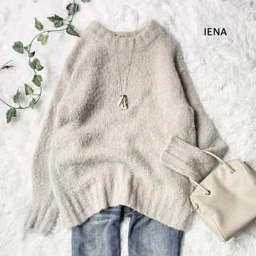 IENA 긴팔 니트 그레이지 루프 니트 알파카 혼방 울 혼방 크루넥