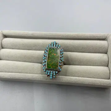 239 하자품 빈티지풍 오팔과 터콰이즈 반지