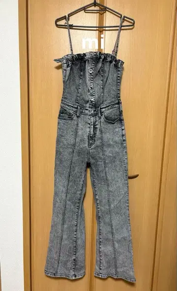 케미컬 백 리본 데님 올인원