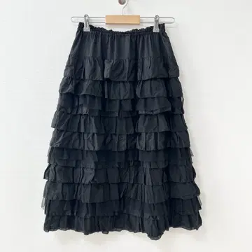 PINKHOUSE 롱 스커트 프릴 블랙