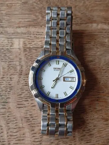 SEIKO 쿼츠 손목시계 화이트/블루/골드