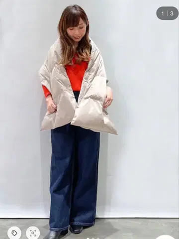 새상품급 다운 머플러 MULARD DOWN 다운 자켓 베이지 800FP