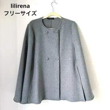 lilirena 리리레나 판초 코트 케이프 코트 그레이 프리 사이즈