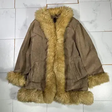 빈티지 리얼 무스탕 코트 베이지 여성용