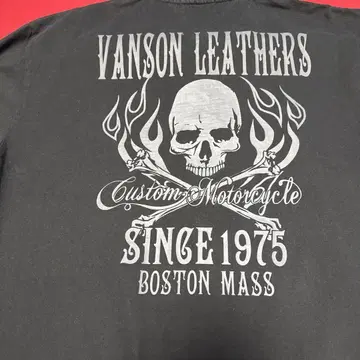 Vanson Leathers 스컬 디자인 피케 셔츠 블랙