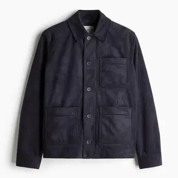 H&M 레귤러 핏 자켓 스웨이드 자켓 네이비