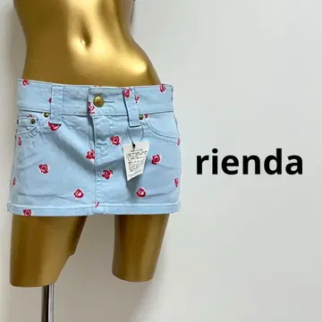 [ 4384 ] rienda 장미 패턴 미니 스커트 26 데님