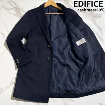 새상품급 EDIFICE 캐시미어 10% 체스터 코트 네이비 [ 119 ]