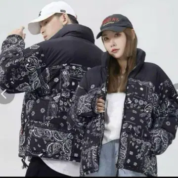 남성용 여성용 페이즐리 무늬 다운 다운 자켓