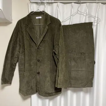 미사용 Thesis 코듀로이 캐주얼 수트 셋업 올리브