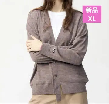 새상품 XL 유니클로 안야 힌드마치 V넥 가디건 브라운