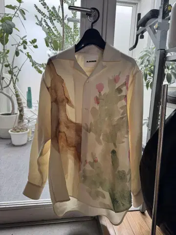 요네즈켄시 착용 질 샌더 20AW 코요테 수묵화 셔츠