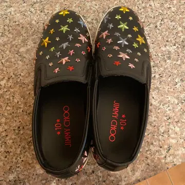 JIMMY CHOO 슬립온 블랙/멀티 컬러