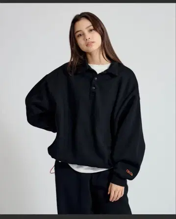 속기모 맨투맨 폴로 블랙