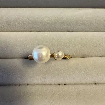 골드 2알 펄 반지 14호