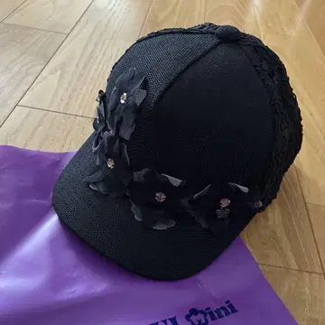 [ANNA SUI mini] 꽃무늬 캡 블랙 52~54cm
