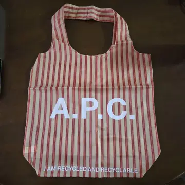 A.P.C. 에코백 빨간색과 화이트 스트라이프