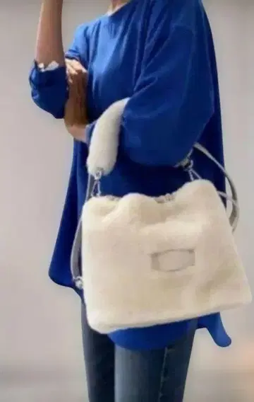 새상품 오로라 프레스티지 복조리 무스탕 백 이시카와 라보 화이트
