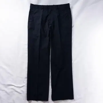 빈티지 구제 의류 노턱 섀도우 스트라이프 드레이프 블랙 와이드 슬랙스