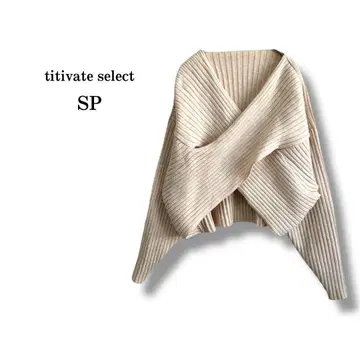 [ titivate ] 카슈쿨 디자인 리브 니트 크로스 스웨터 크롭