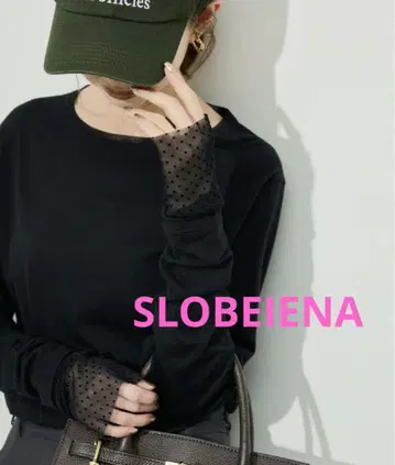 SLOBEIENA 슬로브 이에나 레이어드 플로키 도트 슬리브 롱 TEE