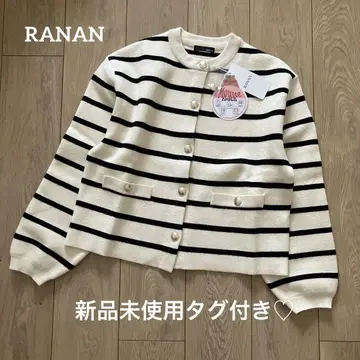 택 포함 미사용 새상품 Ranan 골드톤 버튼 니트 가디건