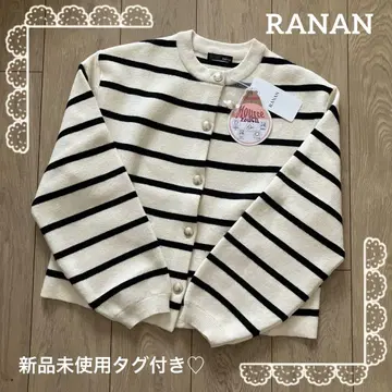택 포함 미사용 새상품 Ranan 골드톤 버튼 니트 가디건