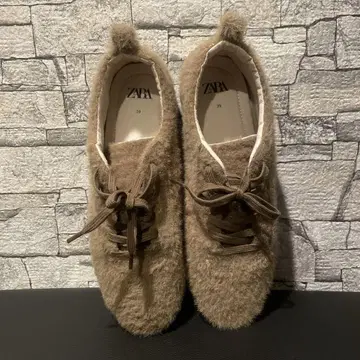 ZARA 퍼 스니커즈 브라운 39