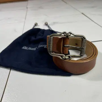 Richard Gampel PARIS 가죽 벨트 실버 금장 장식