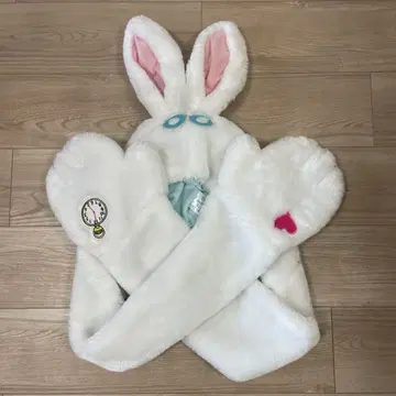 디즈니 머플러 캡 앨리스 화이트 토끼