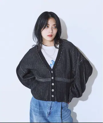 JEANASIS 7G 아제 페플럼 V 가디건 프리
