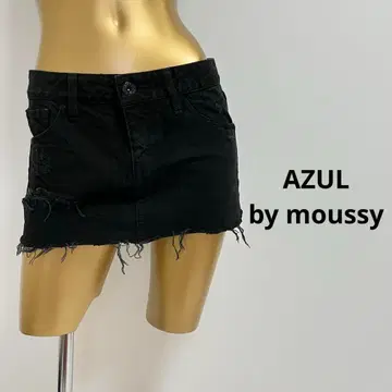 [ 4398 ] AZUL by moussy 데미지 미니 스커트 블랙