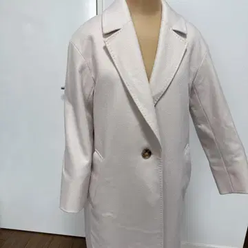 울 혼방 더블 브레스트 롱 코트 핑크