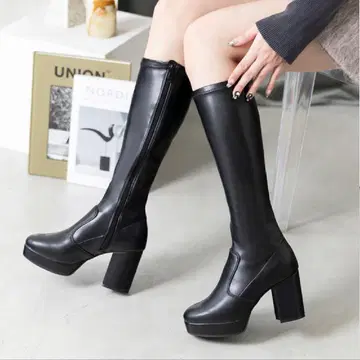 블랙 니하이 부츠 23-23.5cm M 사이즈