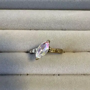 골드 장식 대형 변형 클리어 스톤 반지 11~12호