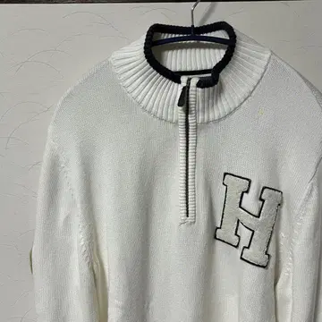 TOMMY HILFIGER 타미힐피거 하프 지퍼 니트 화이트 XL