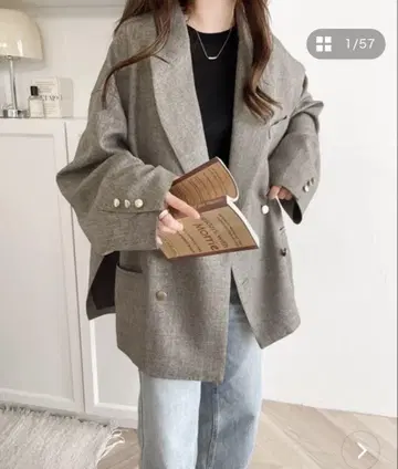 새상품 classicalelf 사이드 슬릿 오버 사이즈 더블 자켓