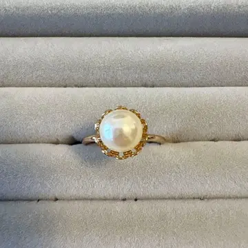 골드 장식 펄 반지 13호