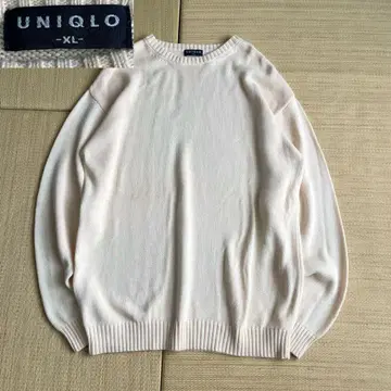 90s 00s 올드 유니클로 코튼 니트 화이트 (아이보리) XL