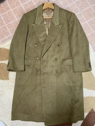 영국옥 더블 브레스트 롱 코트 올리브 그린