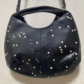 kawa-kawa 카와카와 도트 무늬 블랙 가죽 숄더백